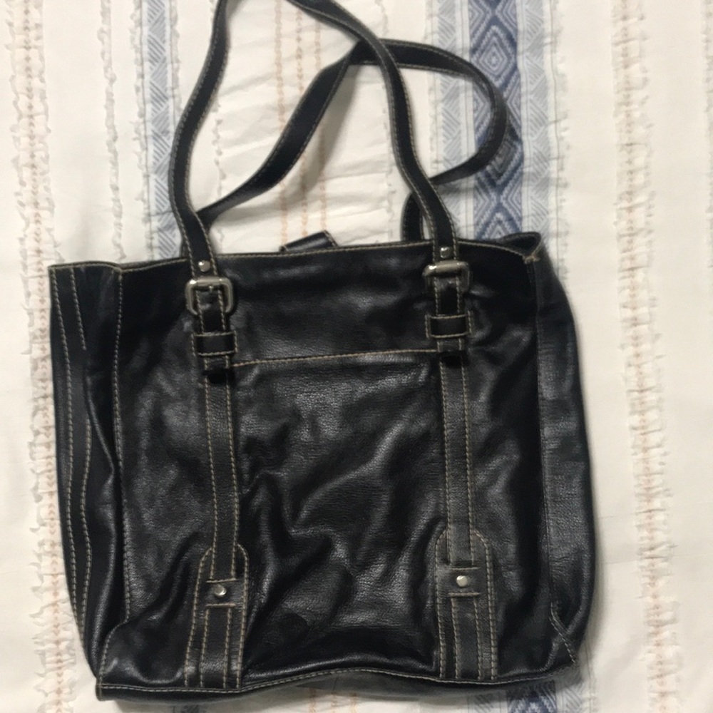 Large leather Fossil tote bag